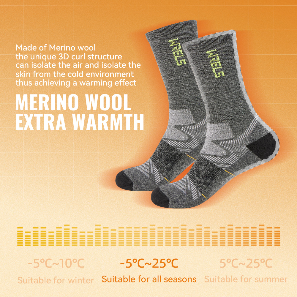 WRELS 1/2/3 Pairs Merino Wool  - огляд і ціна Wool Hiking Sock